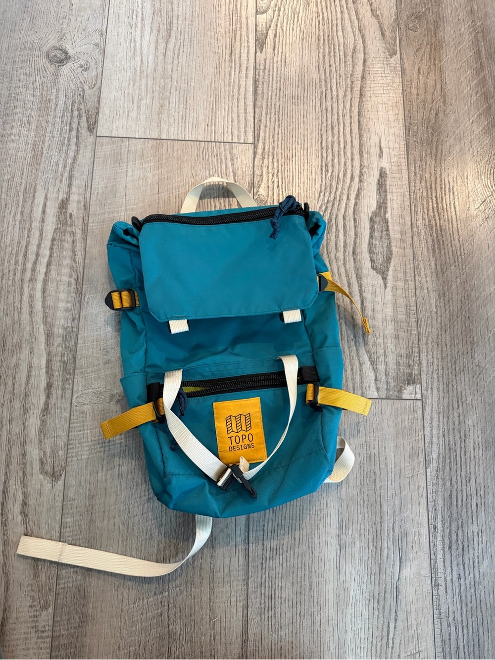 Topo Designs Teal Rover Mini Backpack with Yellow Accents